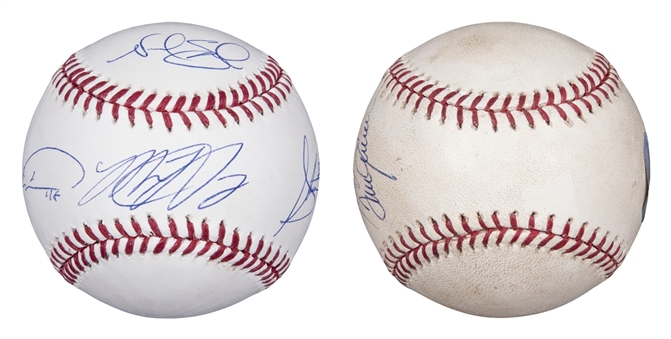 New York Mets Past And Present Pitching Stars Signed Baseballs Lot Of 2 With Seaver, Gooden,Syndergaard, Harvey, deGrom & Matz (MLB Authenticated & Fanatics)